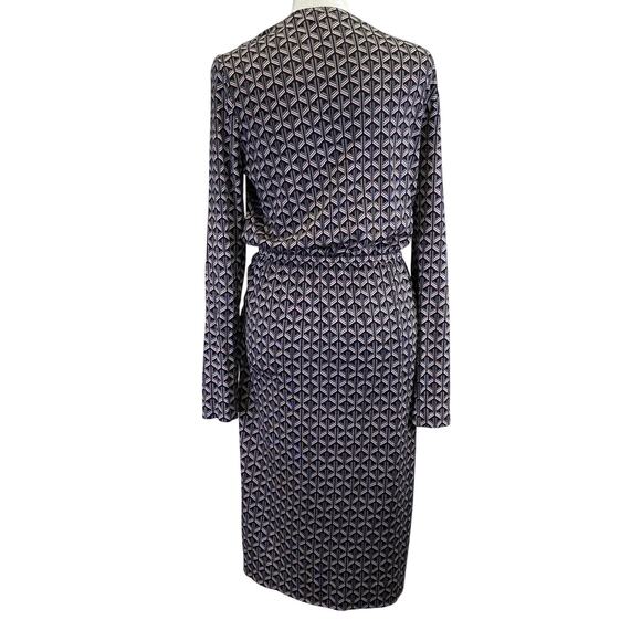 Diane Von Furstenberg Karis Geometric Silk Faux Wrap Dress Size 6 Black Pink DVF - Picture 8 of 11